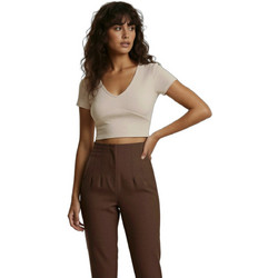 Helmi Γυναικείο Καλοκαιρινό Crop Top Ριπ Εκρού 57-03-009