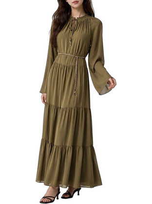 Michael Kors Maxi Φόρεμα για Γάμο / Βάπτιση Χακί MT683L17R3-305
