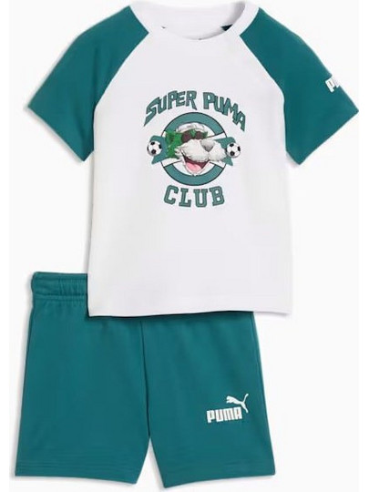Puma Minicats Βρεφικό Σετ για Αγόρι Καλοκαιρινό Λευκό Πετρόλ 693289-02
