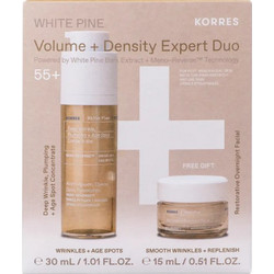Korres White Pine Deep Wrinkle Plumping & Age Spot Concentrate Serum 30ml + Restorative Overnight Facial Cream 15ml