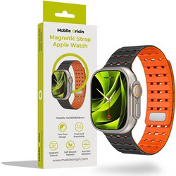 Mobile Origin Magnetic Λουράκι Σιλικόνης Black / Orange (Apple Watch 42 / 44 / 45 / 46 / 49mm)