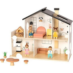 Tooky Toy Ξύλινο Κουκλόσπιτο με Έπιπλα
