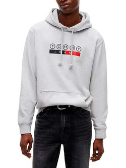 Tommy Jeans Ανδρικό Φούτερ με Κουκούλα & Τσέπες Γκρι DM0DM23718-P08