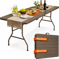 Bakaji Ορθογώνιο Τραπέζι Catering Polypropylene Πτυσσόμενο Καφέ 180x74x70cm 02002489