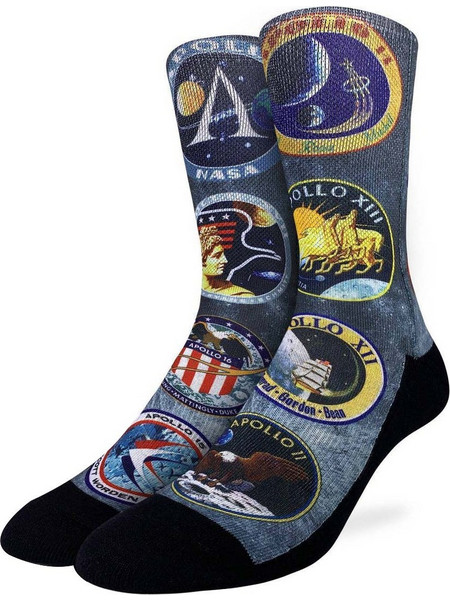 Good Luck Sock Apollo Mission Patches Ανδρικές Κάλτσες Ψηλές με Σχέδια Πολύχρωμες GLS-4199
