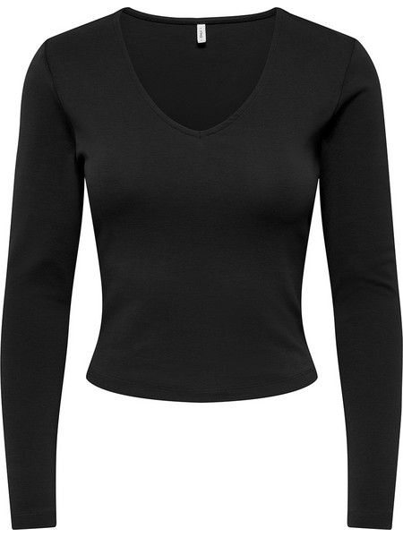 Only Γυναικείο Χειμερινό Crop Top Βαμβακερό Μαύρο 15386480