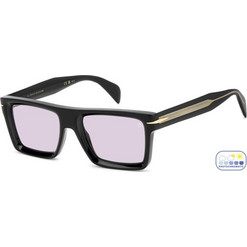 David Beckham DB7148S 807 Ανδρικά Γυαλιά Ηλίου Τετράγωνα Κοκάλινα Μαύρα με Μωβ Φακό