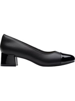 Clarks Ανατομικές Γόβες Δερμάτινες με Χοντρό Χαμηλό Τακούνι Μαύρες 26184204-1