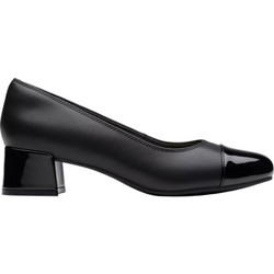 Clarks Ανατομικές Γόβες Δερμάτινες με Χοντρό Χαμηλό Τακούνι Μαύρες 26184204-1