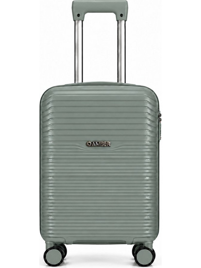 Amber AM1020 Βαλίτσα Καμπίνας 55x35x22cm με 4 Ρόδες Χακί