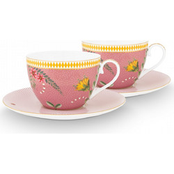Pip Studio La Majorelle Σετ Φλιτζάνια Τσαγιού Πορσελάνης Ροζ 280ml 2τμχ 51004135