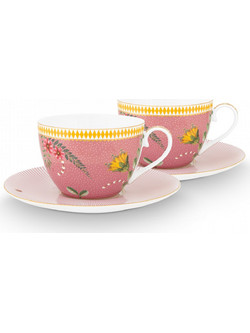 Pip Studio La Majorelle Σετ Φλιτζάνια Τσαγιού Πορσελάνης Ροζ 280ml 2τμχ 51004135