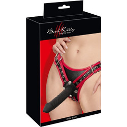Bad Kitty Harness Strap On με Τριπλό Dildo Μαύρο