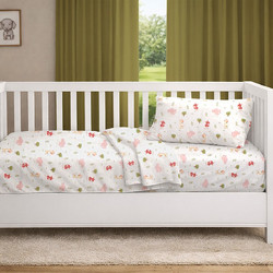 Dimcol Happy Safari 712 Βρεφικό Πάπλωμα Κούνιας 160x120cm Λευκό Ροζ