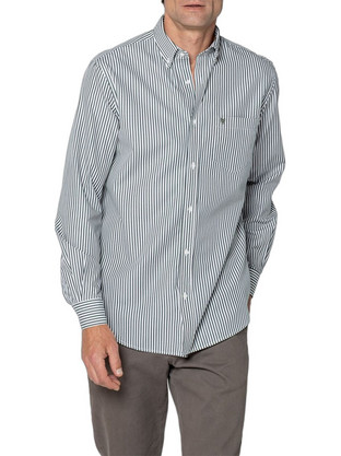 The Bostonians Ανδρικό Πουκάμισο Βαμβακερό Ριγέ Μακρυμάνικο Κανονική Γραμμή Πράσινο Mint 3AAS5006