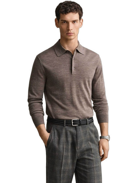 Gant Ανδρική Μπλούζα Polo Μακρυμάνικη Καφέ 3G8050310