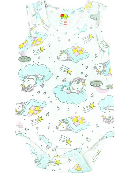 Biyo Kids Sleepy Baby Unicorns Φορμάκι Εσώρουχο Αμάνικo για Κορίτσι Λευκό 38649