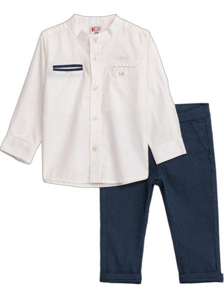 Funky Βρεφικό Σετ για Αγόρι Καλοκαιρινό Λευκό Navy Μπλε 124-822104
