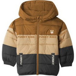 Funky Παιδικό Μπουφάν Χειμωνιάτικο Puffer Καφέ Μπεζ Ανθρακί 227-318109-1