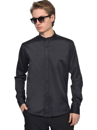 Berto Lucci Ανδρικό Πουκάμισο Μακρυμάνικο Slim Fit Μαύρο 04262-1250-5008