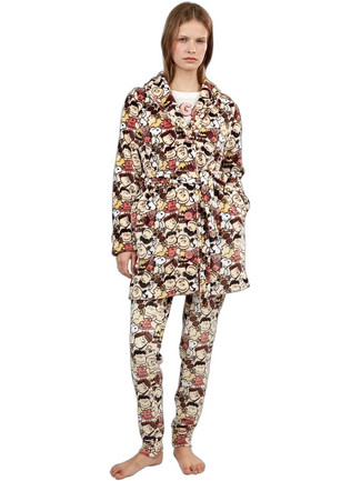 Gisela Snoopy Γυναικεία Ρόμπα Χειμωνιάτικη Fleece Πολύχρωμη 2/20458