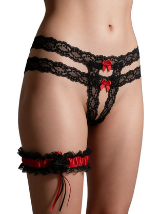 Milena By Paris Γυναικείο Sexy String Αυτοκινήτου με Δαντέλα Μαύρο 6959