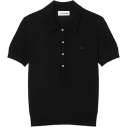 Lacoste Γυναικεία Μπλούζα Polo Κοντομάνικη Μαύρη AF8273-031