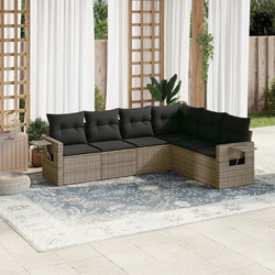 vidaXL Τετραθέσιος Καναπές Εξωτερικού Χώρου Rattan Εκρού Ανθρακί 55x62x69cm 6τμχ 3035444