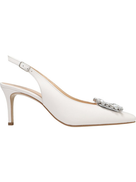 Haralas Γόβες Slingback με Τακούνι Στιλέτο με Στρας Λευκές 28680