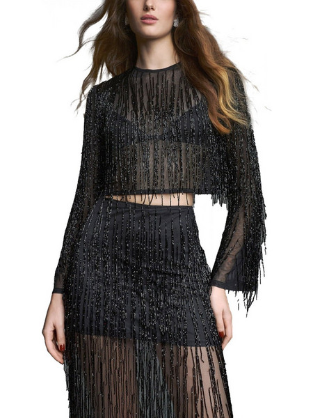 Twins Γυναικείο Χειμερινό Crop Top Μαύρο T5005