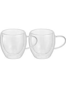 Ankor Σετ Φλιτζάνια Cappuccino & Τσαγιού Γυάλινα Διαφανή 250ml 2τμχ 850808