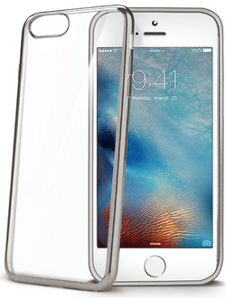 Back Cover Celly Laser iPhone 7/ 8 Διάφανη με Silver Chrome Bumper LASER800SV