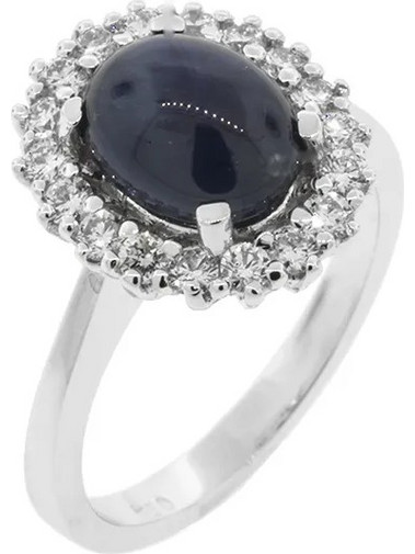 Million Diamonds Γυναικείο Δαχτυλίδι από Λευκόχρυσο 18K με Διαμάντι & Ζαφείρι RL6944