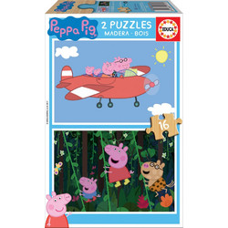 Παιδικό Puzzle Educa Ξύλινο Peppa Το Γουρουνάκι 2x16 Κομμάτια