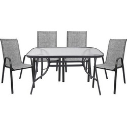 HomeMarkt Σετ Τραπεζαρία Κήπου Μεταλλικό 5τμχ Γκρι HM5200.01