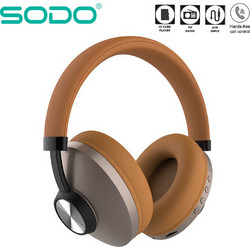 SODO SD-1007 Ενσύρματα & Ασύρματα Bluetooth Ακουστικά Over Ear Καφέ Γκρι