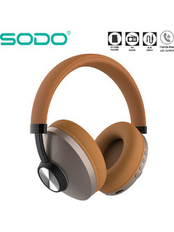 SODO SD-1007 Ενσύρματα & Ασύρματα Bluetooth Ακουστικά Over Ear Καφέ Γκρι