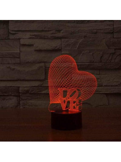 3D LED λάμπα νυχτός - Love Heart
