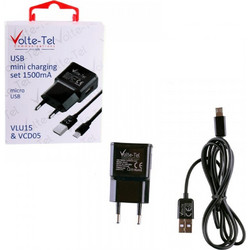 Volte-Tel Φορτιστής με Καλώδιο Micro USB με Θύρα USB-A Black VCD05 / VLU25