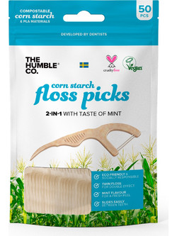 The Humble Co. Floss Picks Mint Οδοντικό Νήμα με Λαβή & Γεύση 50τμχ