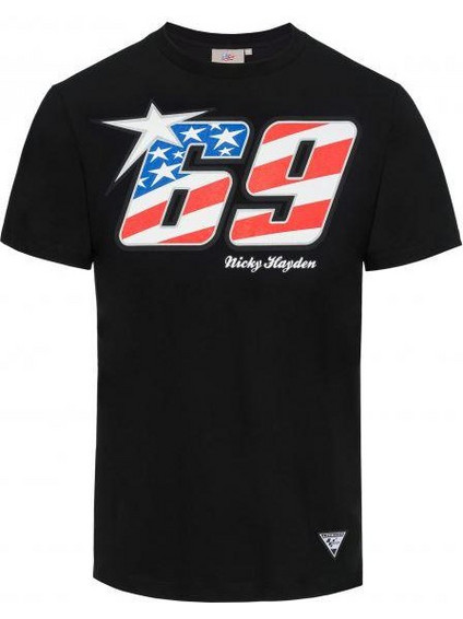 T-SHIRT 69 AMERICAN FLAG BLACK 2034001 NICKY HAYDEN