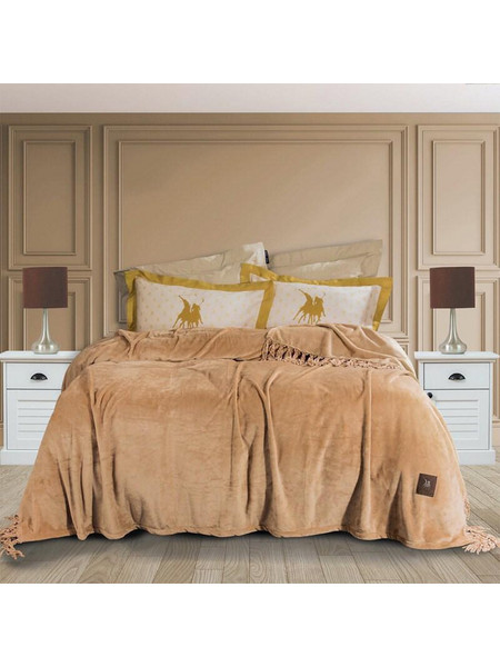 Κουβέρτα Υπέρδιπλη fleece με κρόσσια 220x240cm greenwich polo club 2429