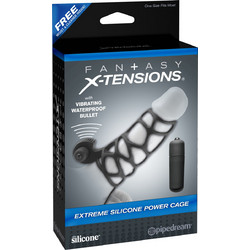 Pipedream Fantasy X-tensions Extreme Silicone Power Cage Κάλυμμα Επιμήκυνσης Πέους 12cm Μαύρο