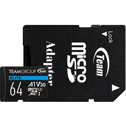 TeamGroup Elite microSDXC 64GB Class 10 U3 V30 UHS-I A1 90MB/s + Adapter