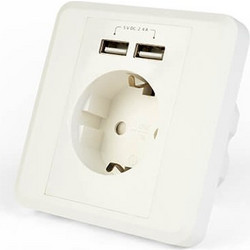 Socket τοίχου Energenie EG-ACU2A2-01 με 2port USB φορτιστή 2,4A white EG-ACU2A2-01