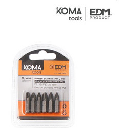 Σέτ μύτες 6 τεμαχίων PH 1-2-3 PZ 1-2-3 X 25mm KOMA Tools 08740 EDM Spain