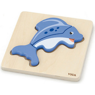 Παιδικό Puzzle Viga Ξύλινο Δελφίνι 3 Κομμάτια