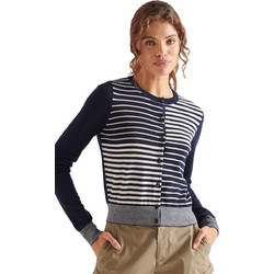 Superdry Merino Γυναικεία Ζακέτα Πλεκτή Κοντή με Κουμπιά Navy Μπλε W6110067A-AUR