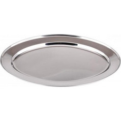 Inox Οβάλ Πιατέλα Σερβιρίσματος με εξωτερική ματ υφή μεγέθους 40cm