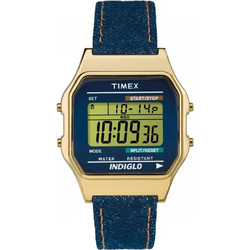 Timex Ψηφιακό Ανδρικό Ρολόι Χρονογράφος με Μπλε Δερμάτινο Λουράκι TW2P77000